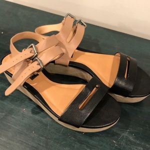Tan and black platform